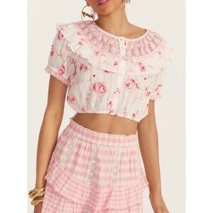 NEW LOVESHACKFANCY elania crop top in cherry soda